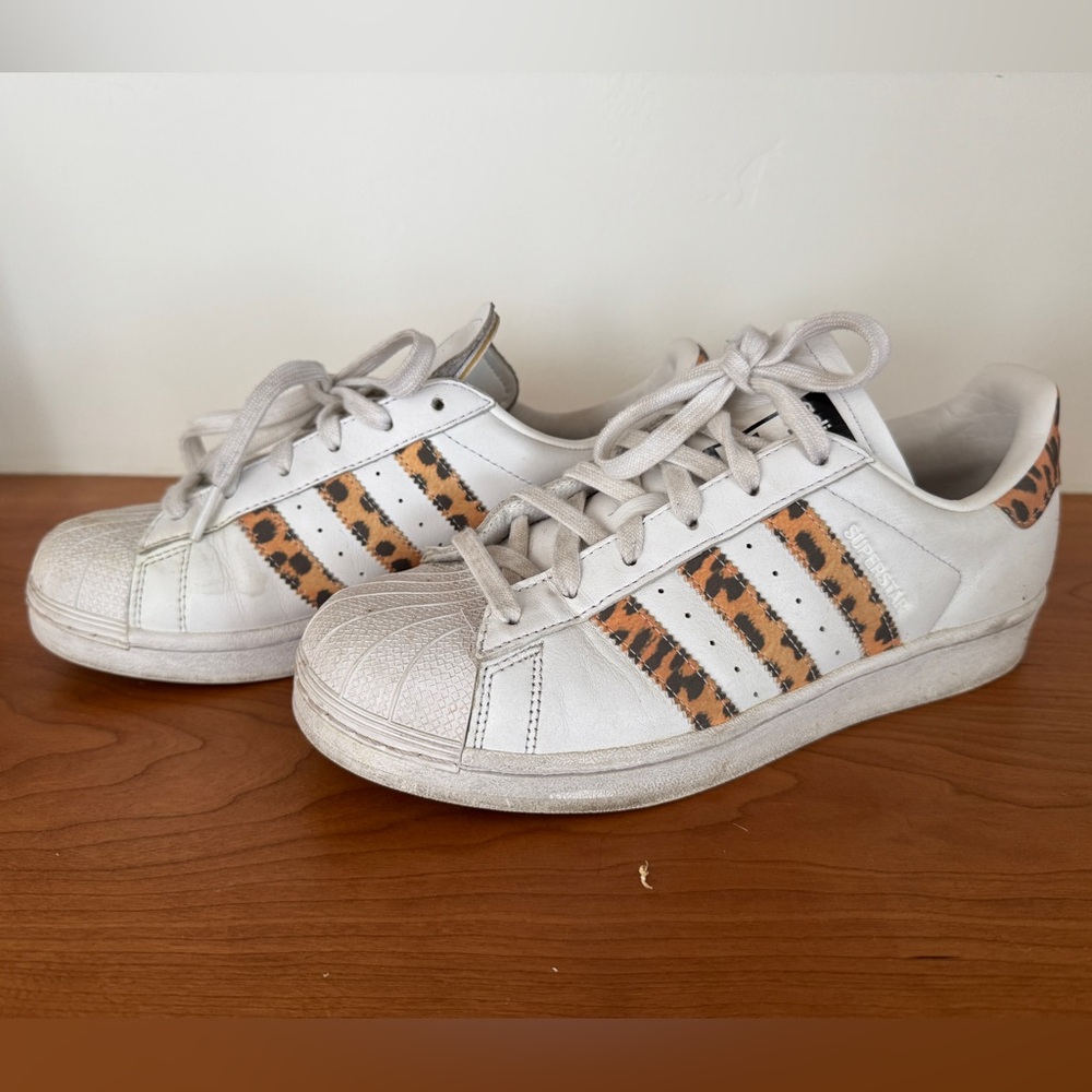 Adidas Superstar Sneakers with Leopard Stripes